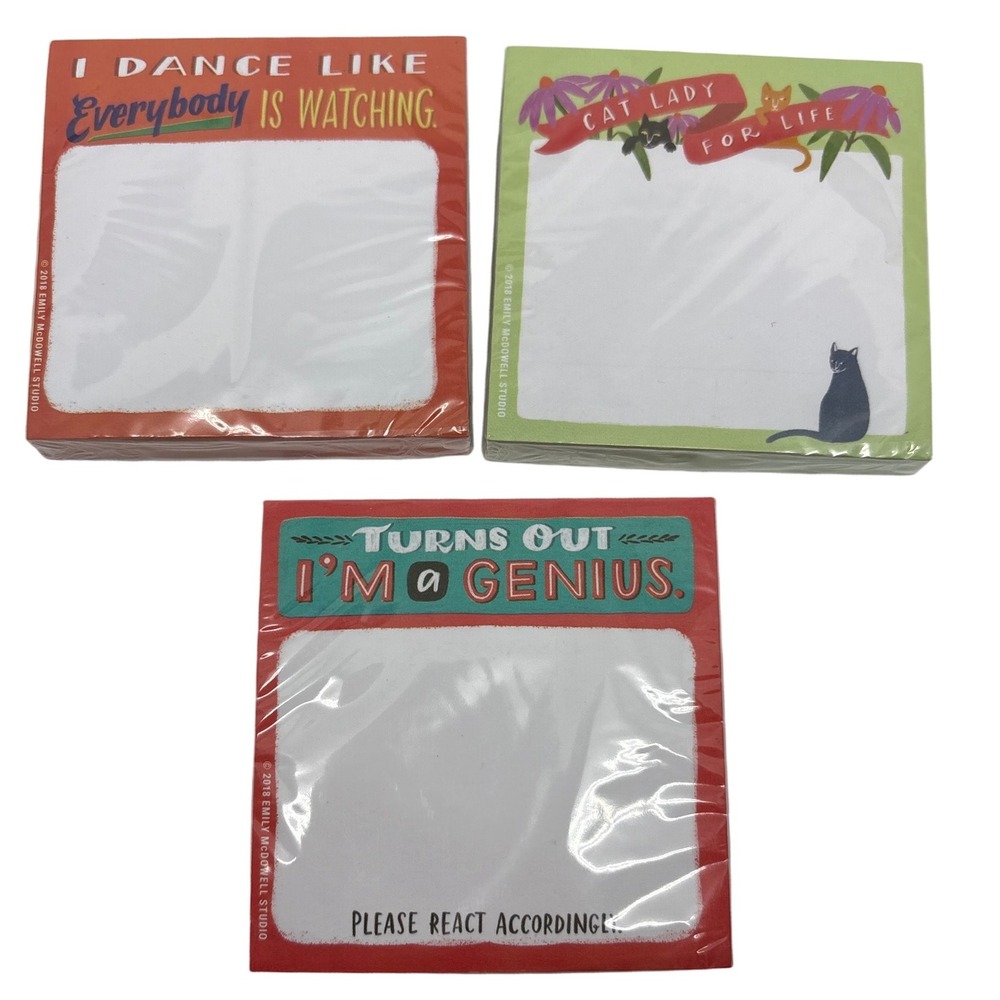 Emily McDowell Studio Sticky Notes Set of 3 Funny Novelty Office‎ Supplies BFF